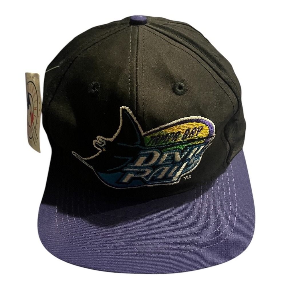 Vintage 90s Logo Athletic Tampa Bay Devil Rays Snapback Hat MLB NWT Cap